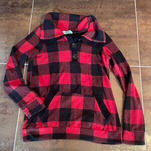Fully Flair Buffalo Plaid Pullover Soft Flannel Long Sleeve Top - S